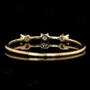 Round Cut Diamond White 925 Sterling Silver Yellow Gold 3-Stone Minimalist Stackable Ring