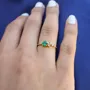 Princess Cut Emerald Green 925 Sterling Silver Yellow Gold Stackable Minimalist Engagement Ring