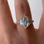 Oval Cut Diamond White 925 Sterling Silver Yellow Gold Art Deco Engagement Ring