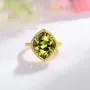 Geo Cut Peridot Green 925 Sterling Silver Yellow Gold Solitaire Engagement Ring