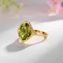 Geo Cut Peridot Green 925 Sterling Silver Yellow Gold Solitaire Engagement Ring