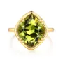 Geo Cut Peridot Green 925 Sterling Silver Yellow Gold Solitaire Engagement Ring