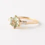 Hexagon Cut Peridot Green 925 Sterling Silver Yellow Gold 3-Stone Engagement Ring