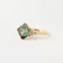 Princess Cut Emerald Green 925 Sterling Silver Yellow Gold Art Deco Engagement Ring