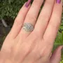 Round Cut Diamond White 925 Sterling Silver Halo Art Deco Engagement Ring