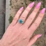 Round Cut Aquamarine Blue 925 Sterling Silver 3-Stone Engagement Ring