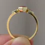 Geometric Cut Fancy Pink 925 Sterling Silver Yellow Gold 3-Stone Engagement Ring