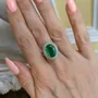 Oval Cut Emerald Green 925 Sterling Silver Halo Engagement Ring