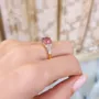 Princess Cut Fancy Pink 925 Sterling Silver Yellow Gold 3-Stone Engagement Ring