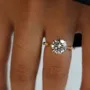 Round Diamond White Sterling Silver Gold Classic Engagement Ring