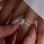 Radiant Diamond White Sterling Silver Halo Engagement Ring