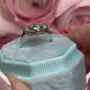 Emerald Cut Aquamarine Sterling Silver Halo Engagement Ring