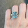 Emerald Cut Aquamarine Sterling Silver Classic Engagement Ring