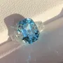 Cushion Cut Aquamarine Sterling Silver 3-Stone Engagement Ring