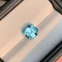 Asscher Cut Aquamarine Sterling Silver Yellow Gold Solitaire Engagement Ring