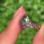 Pear Cut Aquamarine Sterling Silver Rose Gold Art Deco Engagement Ring
