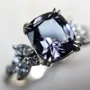 Cushion Cut Amethyst Sterling Silver Art Deco Engagement Ring