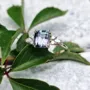 Emerald Cut Amethyst Sterling Silver Yellow Gold Engagement Ring