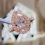 Pear Cut Diamond White Sterling Silver Rose Gold Halo Engagement Ring