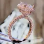 Pear Cut Diamond White Sterling Silver Rose Gold Halo Engagement Ring