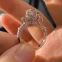 Round Cut Diamond White Sterling Silver Art Deco Engagement Ring