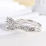 Round Cut Diamond White Sterling Silver Art Deco Engagement Ring