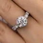 Round Cut Diamond White Sterling Silver Art Deco Engagement Ring