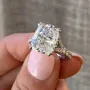 Cushion Cut Diamond White Sterling Silver Engagement Ring