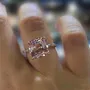 Cushion Cut Fancy Pink Sterling Silver Rose Gold Halo Engagement Ring