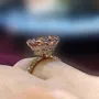 Cushion Cut Fancy Pink Sterling Silver Rose Gold Halo Engagement Ring