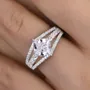 Princess Cut Diamond White Sterling Silver Engagement Ring