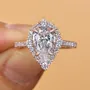 Pear Cut Diamond White Sterling Silver Halo Engagement Ring