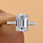 Emerald Cut Diamond White Sterling Silver Halo Engagement Ring
