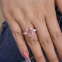 Pear Cut Fancy Pink Sterling Silver Rose Gold 3-Stone Engagement Ring
