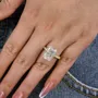 Cushion Cut Diamond White Sterling Silver Engagement Ring