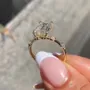 Emerald Cut Diamond White Sterling Silver Yellow Gold Engagement Ring
