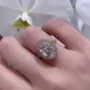 Oval Cut Diamond White Sterling Silver Rose Gold Halo Engagement Ring