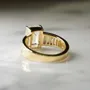 Emerald Cut Diamond White Sterling Silver Yellow Gold Engagement Ring