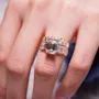 Emerald Cut Diamond White Sterling Silver Yellow Gold Engagement Ring