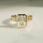 Radiant Cut Diamond White Sterling Silver Yellow Gold Engagement Ring