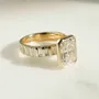 Radiant Cut Diamond White Sterling Silver Yellow Gold Engagement Ring