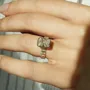 Radiant Cut Diamond White Sterling Silver Yellow Gold Engagement Ring