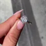 Emerald Cut Diamond White Sterling Silver Yellow Gold Solitaire Engagement Ring