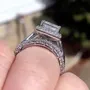 Princess Cut Diamond White Sterling Silver Halo Engagement Ring