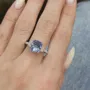 Radiant Cut Sapphire Blue Sterling Silver 3-Stone Engagement Ring