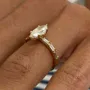 Marquise Cut Diamond White Sterling Silver Yellow Gold Engagement Ring