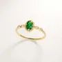 Oval Cut Emerald Green Sterling Silver Yellow Gold Engagement Ring