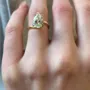 Pear Cut Diamond White Sterling Silver Yellow Gold Solitaire Engagement Ring
