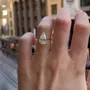 Pear Cut Diamond White Sterling Silver Yellow Gold Solitaire Engagement Ring