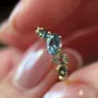 Oval Cut Aquamarine Blue Sterling Silver Yellow Gold Engagement Ring